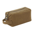 Desert Sand - Front - Quadra Heritage Leather Accented Waxed Canvas Wash Bag
