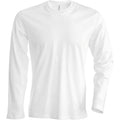White - Front - Kariban Mens Slim Fit Long Sleeve Crew Neck T-Shirt