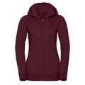 Burgundy Melange - Front - Russell Womens-Ladies Authentic Melange Zipped Hood Sweatshirt