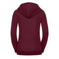 Burgundy Melange - Back - Russell Womens-Ladies Authentic Melange Zipped Hood Sweatshirt