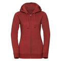 Brick Red Melange - Front - Russell Womens-Ladies Authentic Melange Zipped Hood Sweatshirt