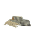 Black-Cream - Front - A&R Towels Hamamzz Peshtemal Traditional Woven Towel