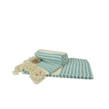 Petrol Blue-Cream - Front - A&R Towels Hamamzz Peshtemal Traditional Woven Towel