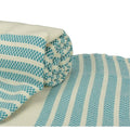 Petrol Blue-Cream - Back - A&R Towels Hamamzz Peshtemal Traditional Woven Towel