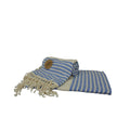 Ocean Blue-Cream - Front - A&R Towels Hamamzz Peshtemal Traditional Woven Towel