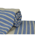 Ocean Blue-Cream - Back - A&R Towels Hamamzz Peshtemal Traditional Woven Towel