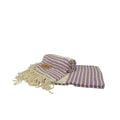 Purple-Cream - Front - A&R Towels Hamamzz Peshtemal Traditional Woven Towel