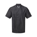 Black Denim - Front - Premier Unisex Adults Chefs Zip-Close Short Sleeve Jacket