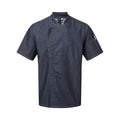 Indigo Denim - Front - Premier Unisex Adults Chefs Zip-Close Short Sleeve Jacket