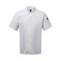 White - Front - Premier Unisex Adults Chefs Zip-Close Short Sleeve Jacket
