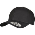 Black - Front - Flexfit By Yupoong 6 Panel Curved Metal Snap Cap