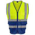 Royal Blue-Hi Vis Yellow - Front - Pro RTX High Visibility Unisex Adults Executive Waistcoat