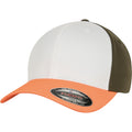 Neon Orange-White-Olive - Front - Flexfit by Yupoong 3-Tone Cap