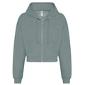 Dusty Green - Front - Awdis Womens-Ladies Cropped Hoodie
