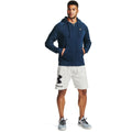 Academy Blue-Onyx White - Side - Under Armour Mens Rival Fleece Full Zip Hoodie