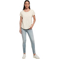 White Sand - Side - Build Your Brand Womens-Ladies Long Slub T-Shirt