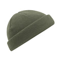 Olive Green - Front - Beechfield Fisherman Mini Recycled Beanie