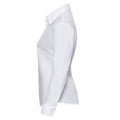 White - Side - Russell Collection Womens-Ladies Oxford Easy-Care Long-Sleeved Shirt