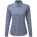 Navy-White - Front - Premier Womens-Ladies Maxton Gingham Long-Sleeved Shirt