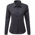 Steel-Black - Front - Premier Womens-Ladies Maxton Gingham Long-Sleeved Shirt
