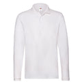 White - Front - Fruit of the Loom Mens Cotton Pique Long-Sleeved Polo Shirt