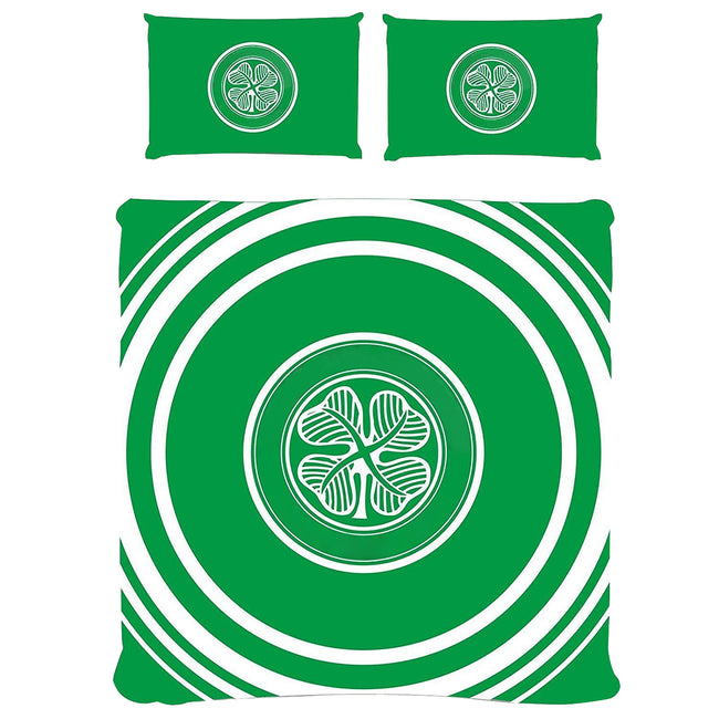 Green - Front - Celtic FC Official Double Duvet and Pillowcase Set Pulse Design