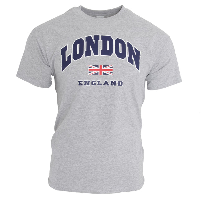 Sports Grey - Front - Mens London England Print 100% Cotton Short Sleeve Casual T-Shirt-Top