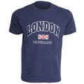 Navy - Front - Mens London England Print 100% Cotton Short Sleeve Casual T-Shirt-Top