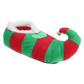 Red-Green - Front - Adults Unisex Striped Elf Design Novelty Christmas Slippers