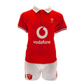 Red-White - Front - Wales RU Baby Home Kit T-Shirt & Shorts Set