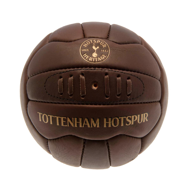 Brown - Front - Tottenham Hotspur FC Official Retro Heritage Leather Ball