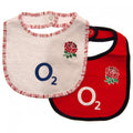 Red-White - Front - England RFU Baby Bibs (Pack Of 2)