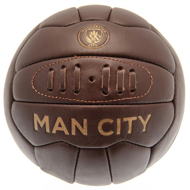 Brown - Front - Manchester City FC Retro Leather Heritage Football