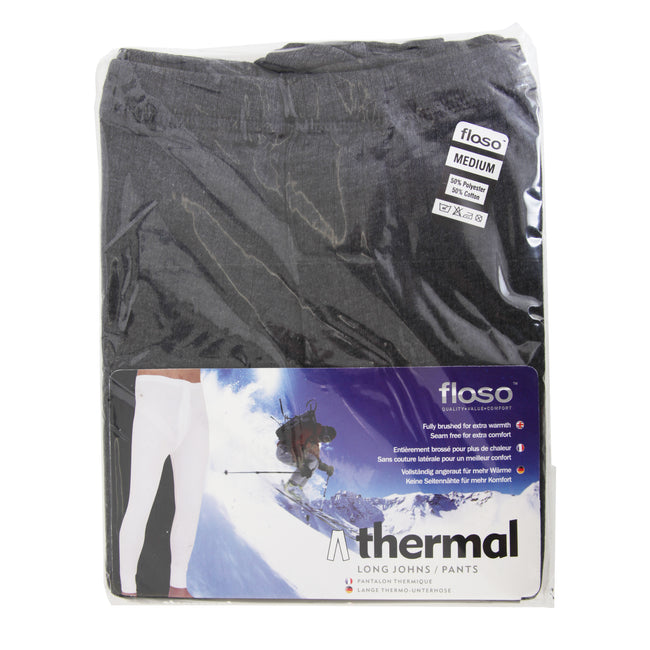Charcoal - Back - FLOSO Mens Thermal Underwear Long Johns-Pants (Standard Range)