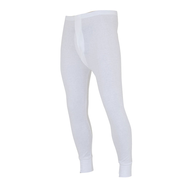 White - Front - FLOSO Mens Thermal Underwear Long Johns-Pants (Standard Range)