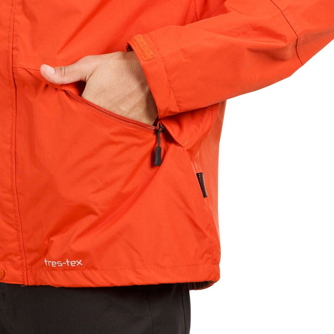 Burnt Orange - Close up - Trespass Mens Corvo Hooded Full Zip Waterproof Jacket-Coat