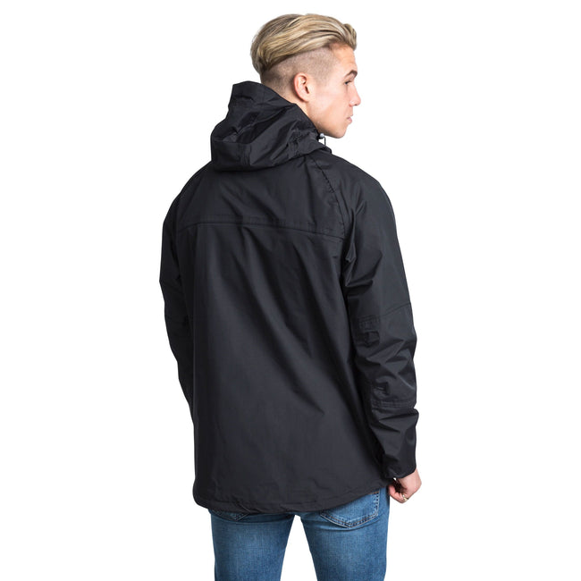 Black - Side - Trespass Mens Corvo Hooded Full Zip Waterproof Jacket-Coat