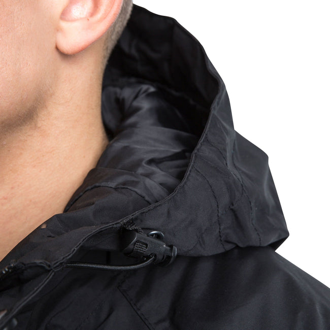 Black - Pack Shot - Trespass Mens Corvo Hooded Full Zip Waterproof Jacket-Coat