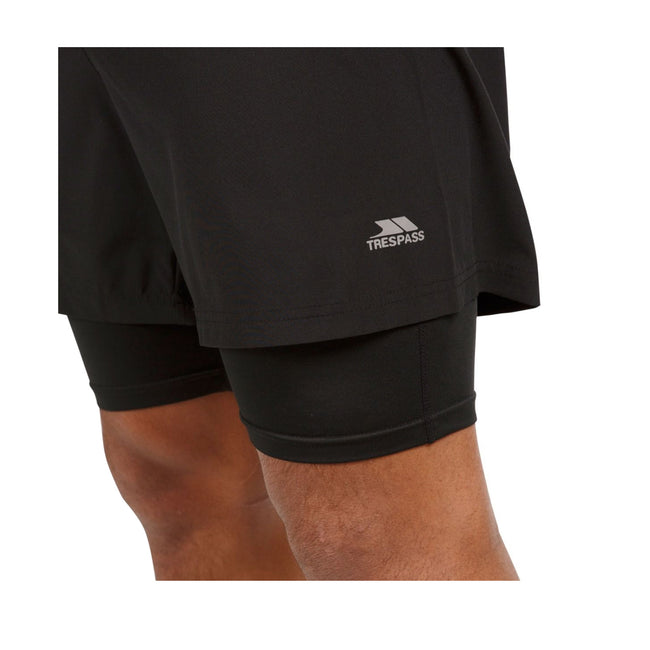 Black - Side - Trespass Mens Patterson Active Shorts
