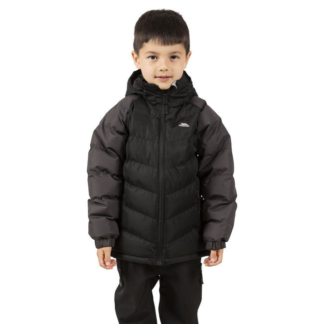Black - Side - Trespass Childrens Boys Sidespin Waterproof Padded Jacket
