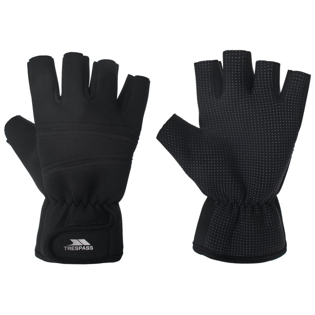 Black - Front - Trespass Adults Unisex Carradale Fingerless Gloves