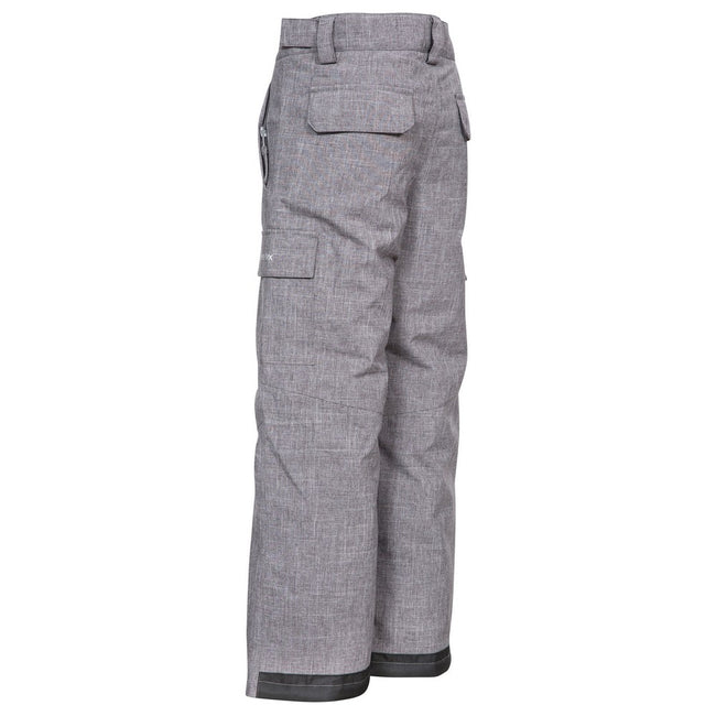 Grey - Back - Trespass Childrens-Kids Joust Weatherproof Padded Touch Fastening Trousers