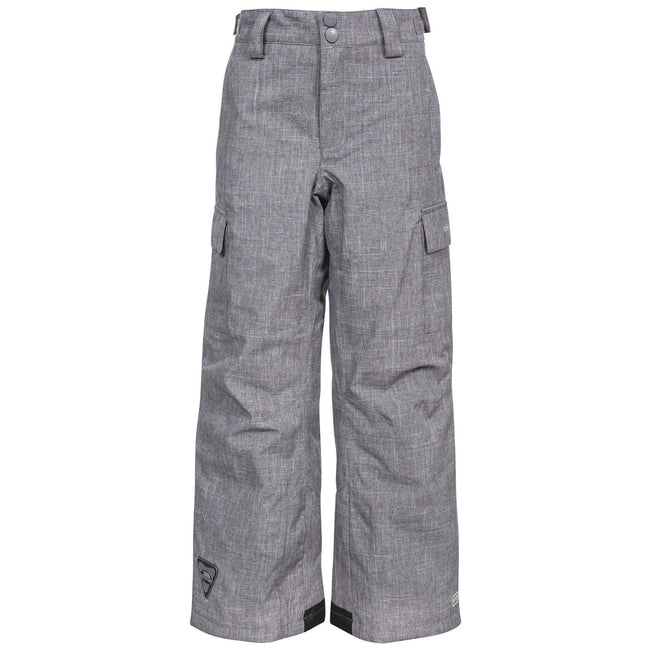 Grey - Front - Trespass Childrens-Kids Joust Weatherproof Padded Touch Fastening Trousers
