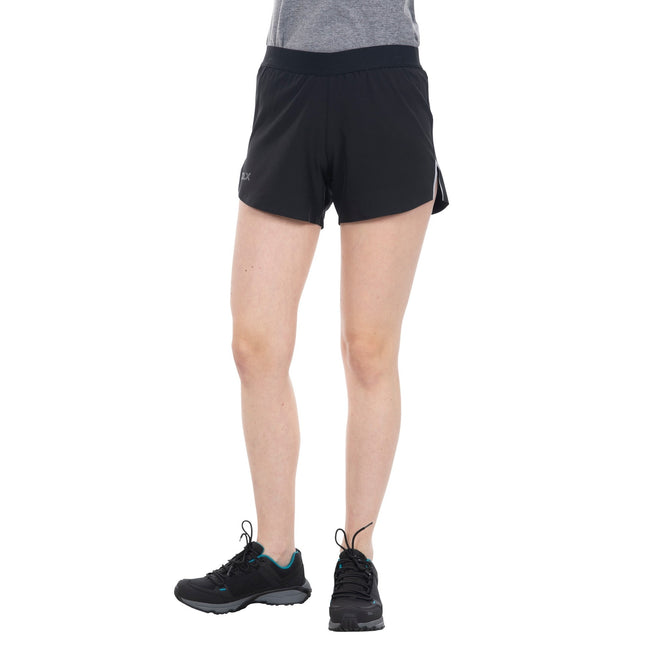 Black - Side - Trespass Womens-Ladies Tempos Womens DLX High Performance Athletic Shorts