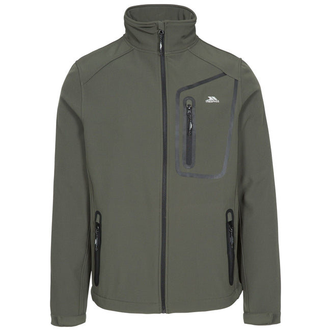 Olive - Front - Trespass Mens Hotham Softshell Jacket