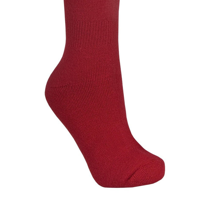 Red - Side - Trespass Adults Unisex Tech Luxury Merino Wool Blend Ski Tube Socks