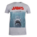Sports Grey-Blue-Red - Front - Jaws Mens Poster T-Shirt
