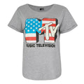 Grey Marl - Front - MTV Womens-Ladies Americana T-Shirt