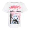 White-Red-Blue - Front - Jaws Womens-Ladies Poster T-Shirt