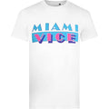 White-Blue-Pink - Front - Miami Vice Mens Logo T-Shirt